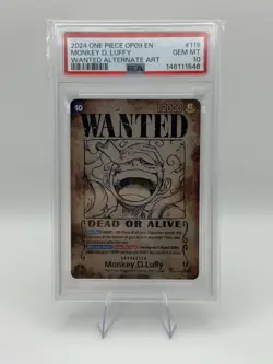 One Piece TCG Trading Card Game Wanted Poster Monkey D. Luffy OP-09 PSA 10 - Image 1