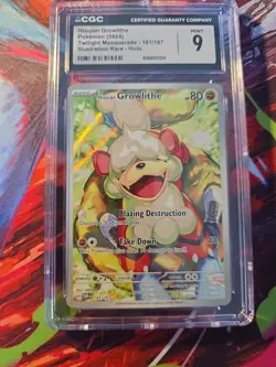 Pokemon TCG Hisuian Growlithe Twilight Masquerade IR 181/167 CGC Mint 9 - Image 1