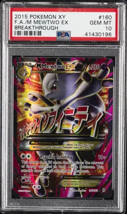 2015 POKEMON XY BREAKTHROUGH #160 FULL ART/M MEWTWO EX PSA 10 - Image 1