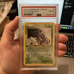 Pokemon TCG Holo Heracross 1st Edition Neo Genesis Card 6/111 Vintage PSA 8 NM - Image 1