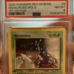 Pokemon TCG Holo Heracross 1st Edition Neo Genesis Card 6/111 Vintage PSA 8 NM - Image 3