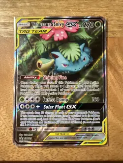 Pokemon TCG Venusaur & Snivy GX SM229 Alternative Art Tag Team Promo - Image 1