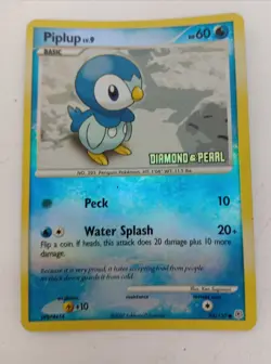 Pokemon Piplup Stamped Trading Card Diamond & Pearl 93/130 Holo TCG #Live - Image 1