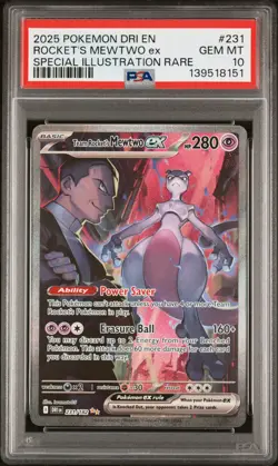 2025 POKEMON DRI EN-DESTINED RIVALS #231 TEAM ROCKET'S MEWTWO EX PSA 10 - Image 1