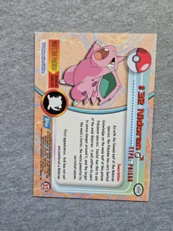 Nidoran #32 Non Holo Blue Logo Topps Pokemon TV Animation Edition - Image 2