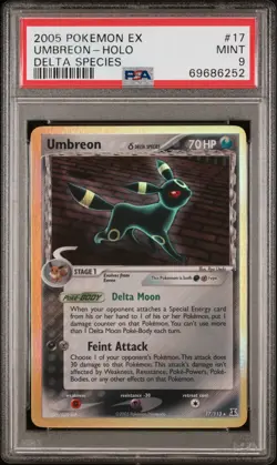 2005 POKEMON EX DELTA SPECIES #17 UMBREON-HOLO PSA 9 - Image 1