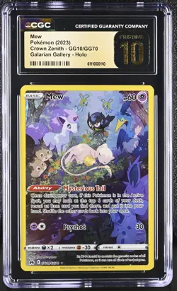 MEW Crown Zenith Holo Trainer Gallery #GG10 CGC Pristine 10 Pokemon - Image 1