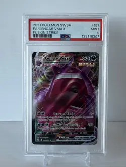 2021 Pokemon SWSH Fusion Strike #157 FA Gengar VMAX PSA 9 MINT - Image 1