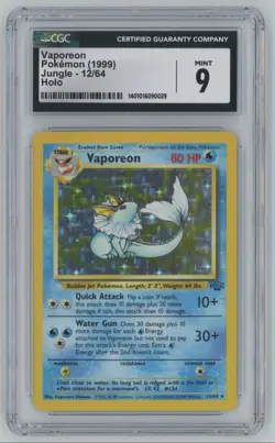 1999 Pokemon Classic Jungle Vaporeon CGC 9 Rare Holo #12/64 - Image 1