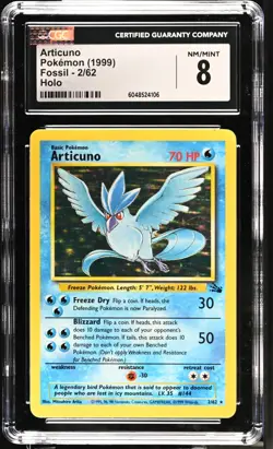 Pokemon Fossil ARTICUNO Holo CGC 8 (BIN4106) Graded Power - Image 1