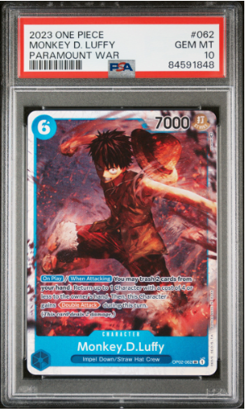 Monkey D. Luffy 2023 One Piece Paramount War #062 OP02-062 Super Rare PSA 10 - Image 1