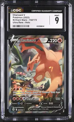 CGC 9 MINT Charizard V 2022 Brilliant Stars 154/172 Holo Pokemon Card - Image 1