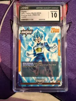 Dragonball Super Card Game Vegeta FB02-105 CGC 10 LEADER Non-Holo 2024 - Image 1