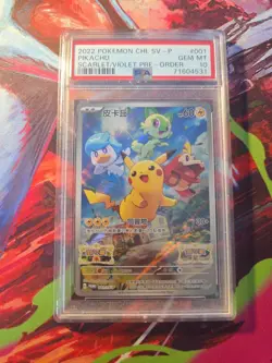 Pikachu Scarlet & Violet Chinese Promo Card 001/Sv-p PSA GEM MT 10 - Image 1