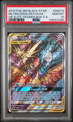 2019 POKEMON SM BLACK STAR PROMO FULL ART/MOLTRES & ZAPDOS & ARTICUNO GX PSA 10 - Image 1