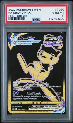 2022 Pokemon Sword & Shield Lost Origin Mew VMAX #TG30 FA PSA 10 GEM MINT - Image 1