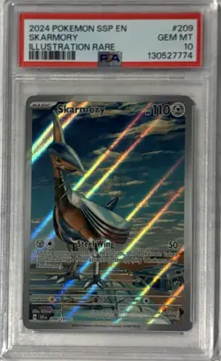 2024 POKEMON SSP EN-SURGING SPARKS ILLUSTRATION RARE #209 SKARMORY PSA 10 - Image 1