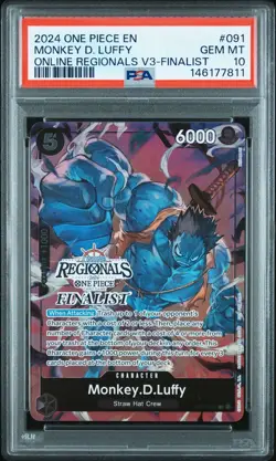 Monkey D Luffy Online Regional Finalist PSA 10!! POP 16!! One Piece TCG BGS - Image 1