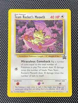 Team Rocket's Meowth # 18 Black Star PROMO WOTC Rare Pokemon Card Tcg NM - Image 1