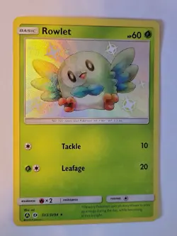 Rowlet SV2/SV94 Hidden Fates 2019 Pokemon Card Sun & Moon NM - Image 1