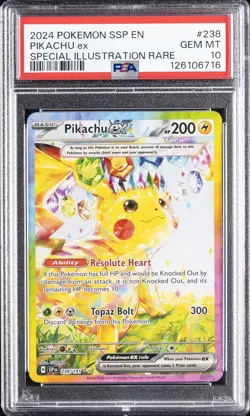 2024 POKEMON SSP EN-SURGING SPARKS SPECIAL ILLUSTRATION RARE PIKACHU EX PSA 10 - Image 1
