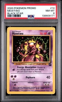 2000 POKEMON PROMO BLACK STAR MEWTWO 14 PSA 8 NM-MT - Image 1