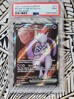 MEWTWO EX 2025 POKEMON DRI EN-DESTINED RIVALS ULTRA RARE TEAM ROCKET PSA 9 (064) - Image 1