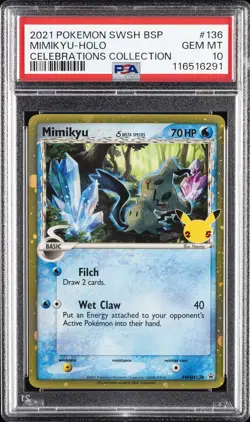 2021 POKEMON SWSH BLACK STAR PROMO CELEBRATIONS COLL #136 MIMIKYU-HOLO PSA 10 - Image 1