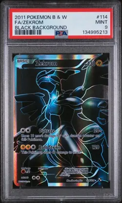Zekrom 114/114 Black Background PSA 9 Mint Black & White Full Art Pokemon Card - Image 1
