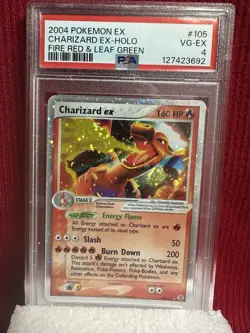 Pokemon 2004 EX Fire Red & Leaf Green #105 Charizard EX-Holo PSA 4 - Image 1