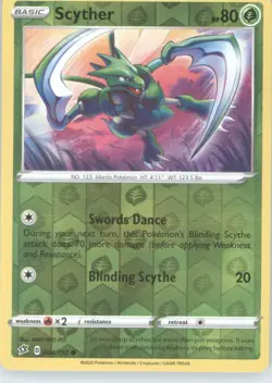 Scyther Reverse Holo Pokemon tcg SWSH02: Rebel Clash #004/192 - Image 1