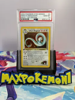 2000 Pokemon Gym Heroes Erika’s Dragonair Holo 1st Edition PSA 10 - Image 1