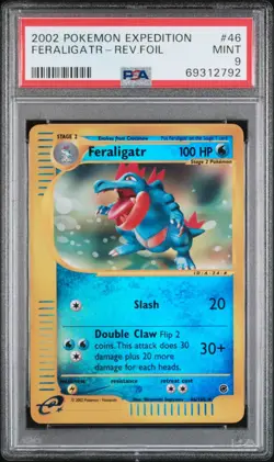 2002 POKEMON EXPEDITION 46 FERALIGATR-REVERSE FOIL PSA 9 - Image 1