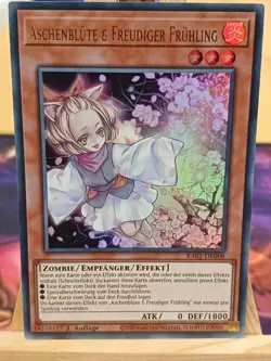 Aschenblute & Freudiger Fruhling Super Rare RA01-DE008 Deutsch NM YUGIOH - Image 1