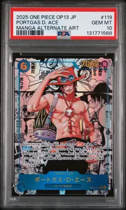 PSA 10 One Piece Card Ace Manga Alt Art SEC OP13-119 Carrying On His Will JPN - Image 1