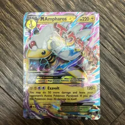 Pokemon XY Ancient Origins M Ampharos EX 28/98 Ultra Rare Holo Card LP Condition - Image 1