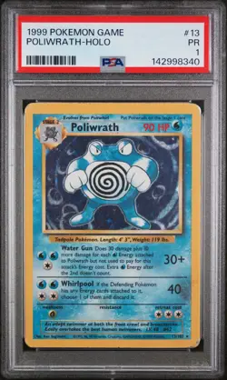 1999 POKEMON GAME #13 POLIWRATH-HOLO PSA 1 - Image 1