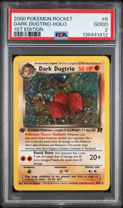 Dark Dugtrio: 2000 Pokemon 1st Edition Holographic Rocket #6 - PSA 2 - Image 2