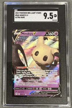 2022 POKEMON Brilliant Stars #068 Mimikyu V Ultra Rare SGC Mint+ 9.5 - Image 1