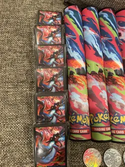 Pokemon Mega Charizard UPC Game Mat, Token, Sleeves, Storage Box X6 LOT - Image 5