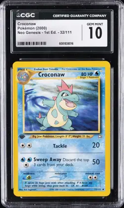 2000 POKEMON NEO GENESIS - 1ST ED. #32/111 CROCONAW CGC 10 GEM MINT - Image 1