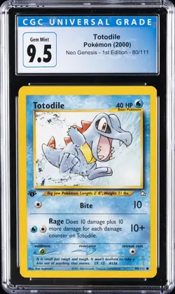 2000 POKEMON NEO GENESIS, 1ST ED, HOLO #80/111 TOTODILE CGC 9.5 - Image 1