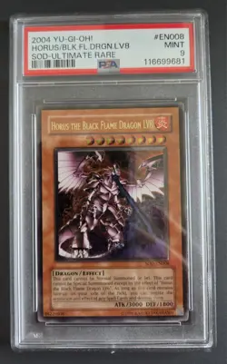 🔥PSA 9 Horus The Black Flame Dragon LV8 Ultimate Rare, Unlim SOD-EN008 YuGiOh - Image 1