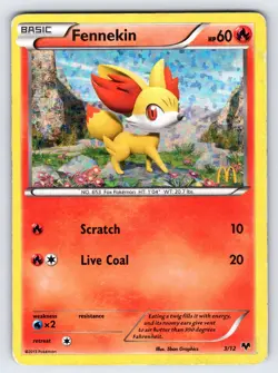 Fennekin 3/12 2013 McDonald's Exclusive Pokemon Card TCG Promo Holo Rare - Mp - Image 1