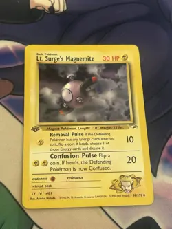 Pokemon Lt. Surge's Magnemite 50/132 Gym Heroes Uncommon 1st Edition English Wi… - Image 1