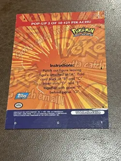 Pokemon 2000 Topps Pikachu 2/10 Pop-Up TV Animation Series - Image 3