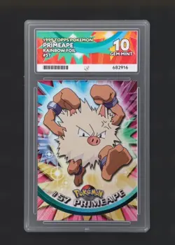 Primeape - Topps Pokemon 1999 - Rainbow Foil #57 - Ace 10 POP 1 - Image 2