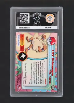 Primeape - Topps Pokemon 1999 - Rainbow Foil #57 - Ace 10 POP 1 - Image 3