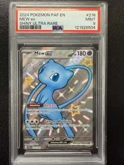 2024 Pokemon PAF EN Shiny Ultra Rare #216 Mew ex PSA 9 MINT - Image 1