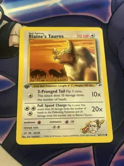 Pokemon Blaine's Tauros 64/132 Gym Heroes Common 1st Edition Regular - Image 1